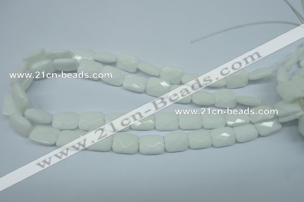 CPB329 15 inches 12*16mm faceted rectangle white porcelain beads