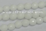 CPB33 15.5 inches 8mm faceted round white porcelain beads wholesale