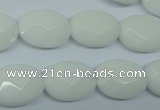 CPB337 15 inches 12*16mm faceted oval white porcelain beads