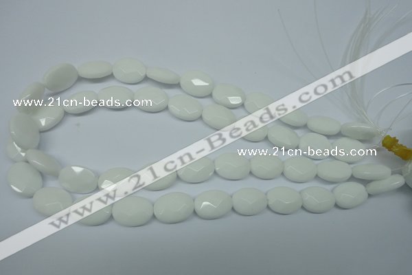 CPB339 15 inches 15*20mm faceted oval white porcelain beads