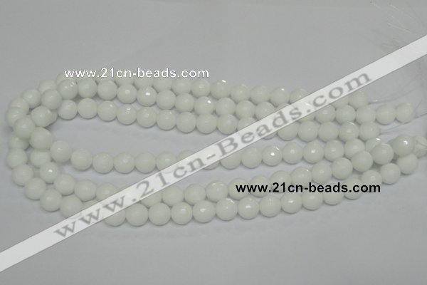 CPB34 15.5 inches 10mm faceted round white porcelain beads wholesale