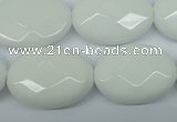 CPB340 15 inches 18*25mm faceted oval white porcelain beads