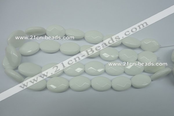 CPB340 15 inches 18*25mm faceted oval white porcelain beads