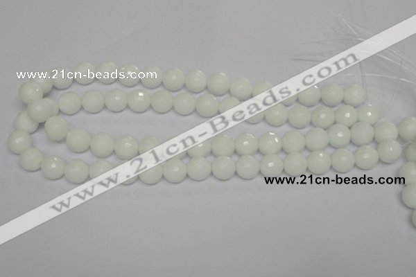 CPB35 15.5 inches 12mm faceted round white porcelain beads wholesale