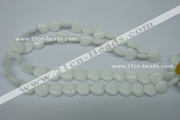 CPB351 15 inches 14*14mm heart white porcelain beads wholesale