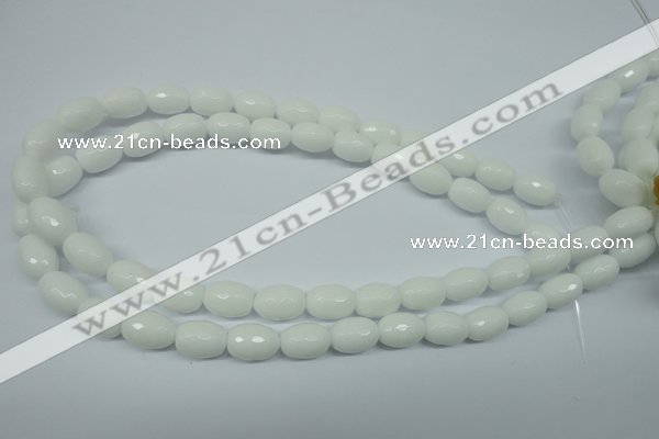CPB355 15 inches 8*12mm faceted drum white porcelain beads wholesale