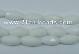 CPB357 15 inches 6*12mm faceted rice white porcelain beads wholesale