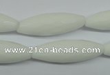 CPB359 15 inches 10*30mm faceted rice white porcelain beads wholesale