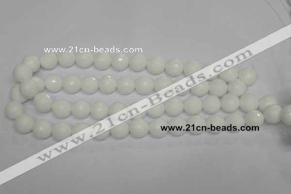 CPB36 15.5 inches 14mm faceted round white porcelain beads wholesale