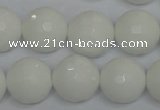 CPB37 15.5 inches 16mm faceted round white porcelain beads wholesale