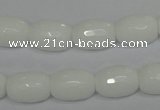 CPB41 15.5 inches 10*14mm faceted drum white porcelain beads