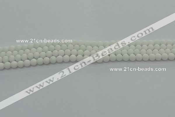 CPB410 15.5 inches 4mm round matte white porcelain beads