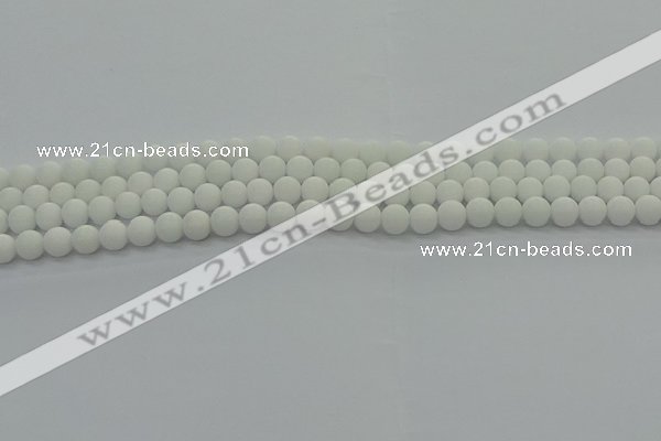 CPB411 15.5 inches 6mm round matte white porcelain beads