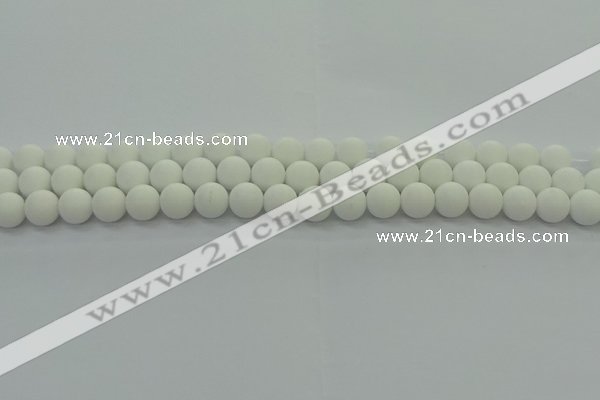 CPB412 15.5 inches 8mm round matte white porcelain beads