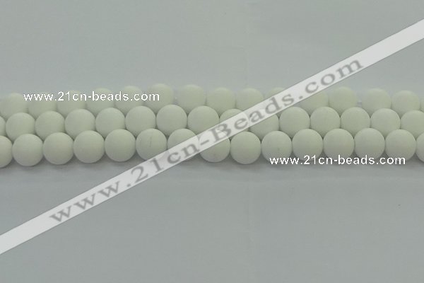 CPB414 15.5 inches 12mm round matte white porcelain beads