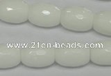 CPB42 15.5 inches 12*16mm faceted drum white porcelain beads