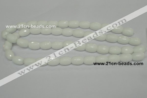 CPB42 15.5 inches 12*16mm faceted drum white porcelain beads