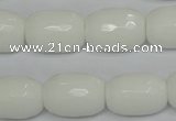 CPB43 15.5 inches 13*18mm faceted drum white porcelain beads