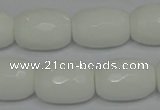 CPB44 15.5 inches 15*20mm faceted drum white porcelain beads