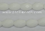 CPB46 15.5 inches 10*14mm faceted rice white porcelain beads