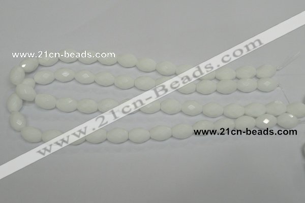 CPB46 15.5 inches 10*14mm faceted rice white porcelain beads