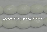 CPB47 15.5 inches 12*16mm faceted rice white porcelain beads