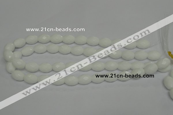 CPB47 15.5 inches 12*16mm faceted rice white porcelain beads