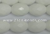 CPB49 15.5 inches 15*20mm faceted rice white porcelain beads