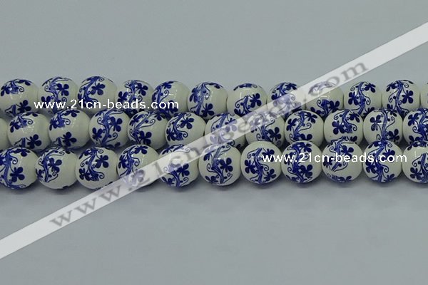 CPB511 15.5 inches 6mm round Painted porcelain beads