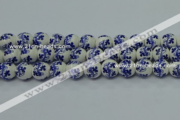 CPB515 15.5 inches 14mm round Painted porcelain beads