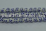 CPB522 15.5 inches 8mm round Painted porcelain beads