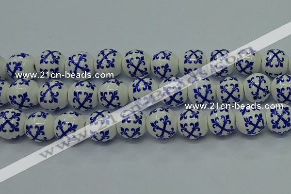 CPB522 15.5 inches 8mm round Painted porcelain beads