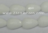 CPB53 15.5 inches 13*18mm faceted teardrop white porcelain beads
