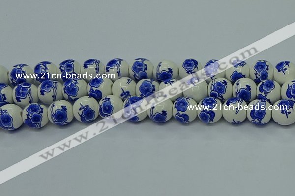 CPB545 15.5 inches 14mm round Painted porcelain beads