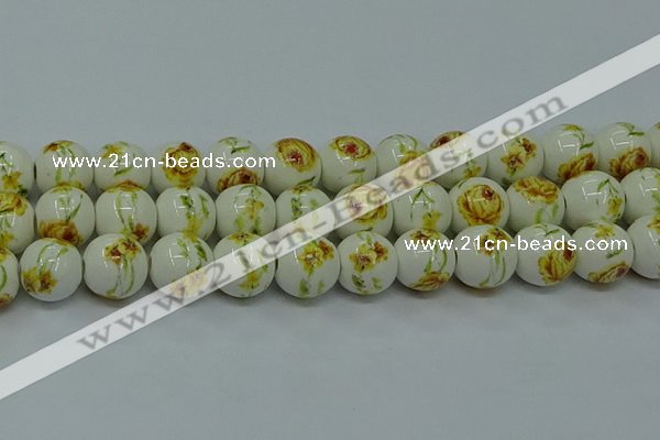 CPB561 15.5 inches 6mm round Painted porcelain beads