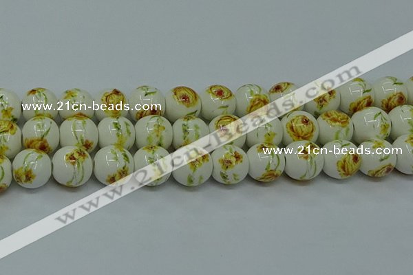 CPB562 15.5 inches 8mm round Painted porcelain beads