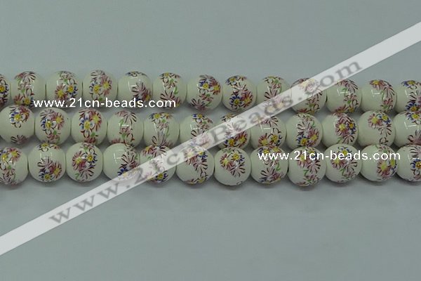 CPB571 15.5 inches 6mm round Painted porcelain beads