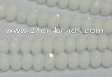 CPB58 15.5 inches 5*8mm faceted rondelle white porcelain beads