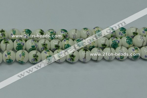 CPB581 15.5 inches 6mm round Painted porcelain beads