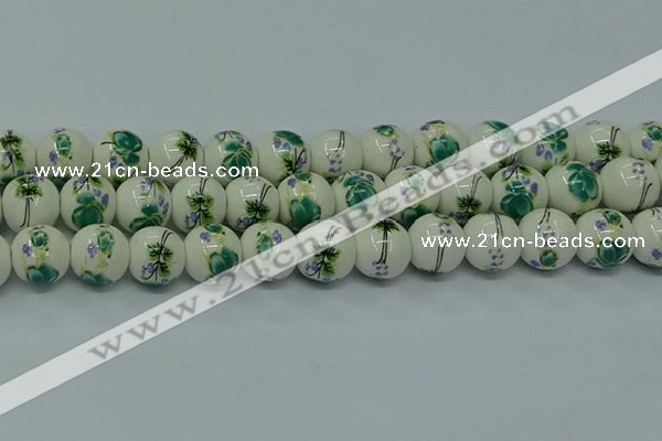 CPB582 15.5 inches 8mm round Painted porcelain beads