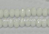 CPB59 15.5 inches 6*10mm faceted rondelle white porcelain beads