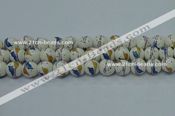 CPB593 15.5 inches 10mm round Painted porcelain beads