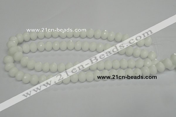 CPB60 15.5 inches 8*12mm faceted rondelle white porcelain beads