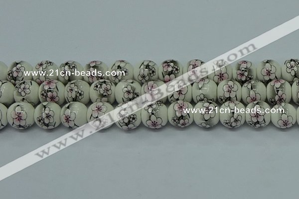 CPB603 15.5 inches 10mm round Painted porcelain beads