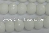 CPB61 15.5 inches 10*14mm faceted rondelle white porcelain beads