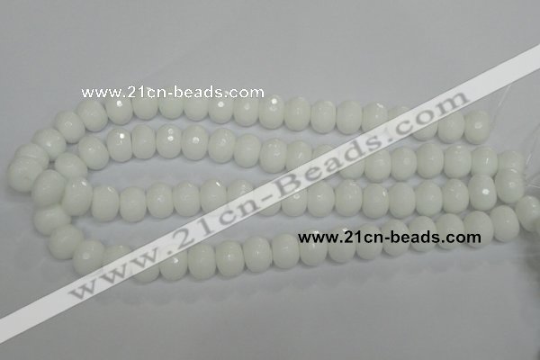 CPB61 15.5 inches 10*14mm faceted rondelle white porcelain beads