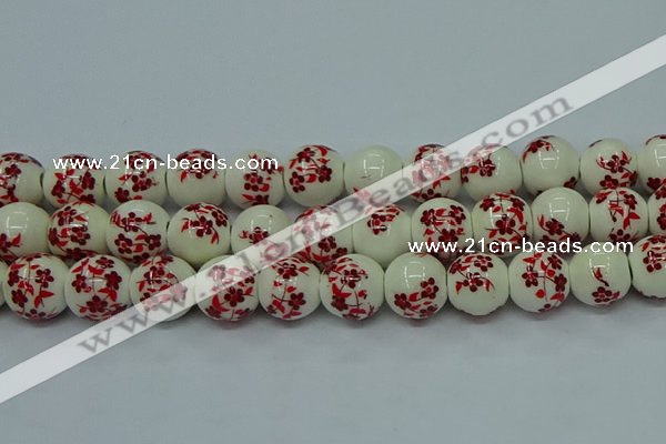 CPB611 15.5 inches 6mm round Painted porcelain beads