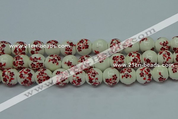 CPB615 15.5 inches 14mm round Painted porcelain beads