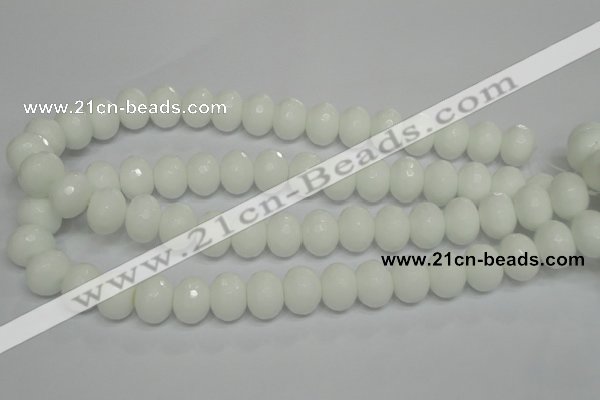 CPB62 15.5 inches 12*16mm faceted rondelle white porcelain beads