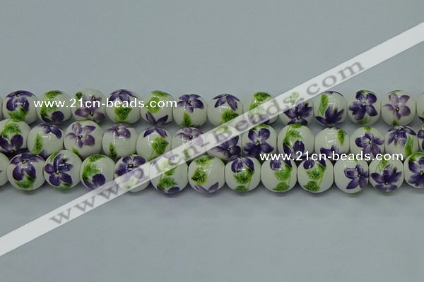 CPB621 15.5 inches 6mm round Painted porcelain beads